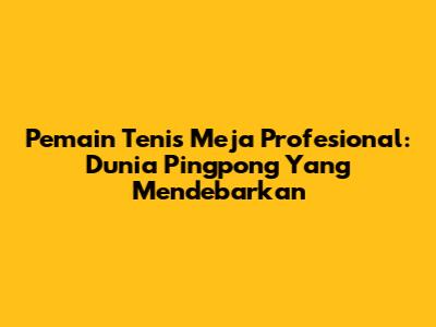 Pemain Tenis Meja Profesional: Dunia Pingpong Yang Mendebarkan