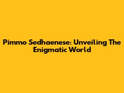 Pimmo Sedhaenese: Unveiling The Enigmatic World