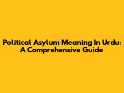 Political Asylum Meaning In Urdu: A Comprehensive Guide
