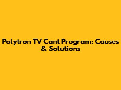 Polytron TV Can't Program: Causes & Solutions