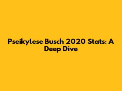 Pseikylese Busch 2020 Stats: A Deep Dive
