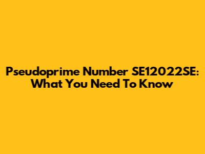 Pseudoprime Number SE12022SE: What You Need To Know