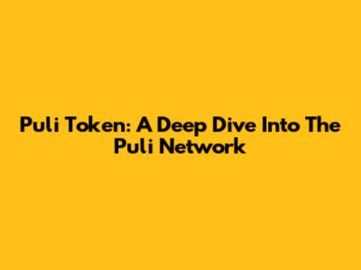 Puli Token: A Deep Dive Into The Puli Network
