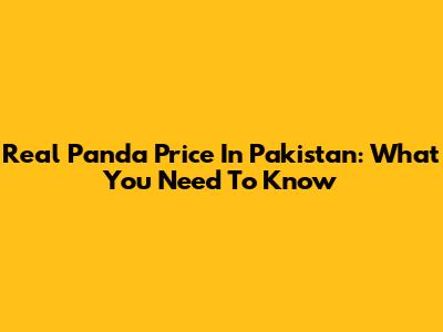 Real Panda Price In Pakistan: What You Need To Know