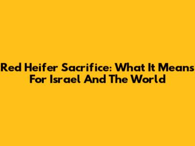 Red Heifer Sacrifice: What It Means For Israel And The World