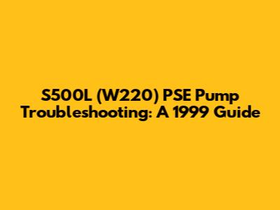 S500L (W220) PSE Pump Troubleshooting: A 1999 Guide