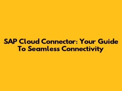 SAP Cloud Connector: Your Guide To Seamless Connectivity