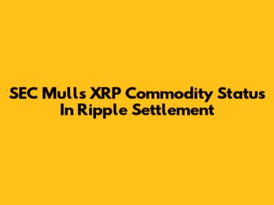 SEC Mulls XRP Commodity Status In Ripple Settlement