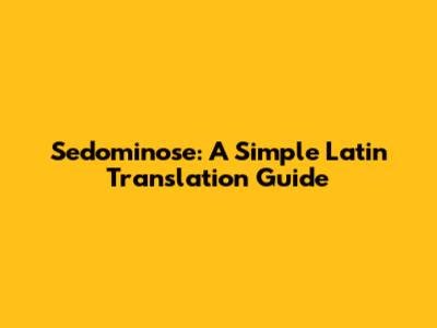 Sedominose: A Simple Latin Translation Guide