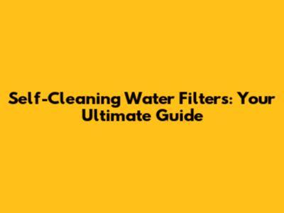 Self-Cleaning Water Filters: Your Ultimate Guide