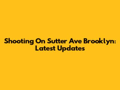Shooting On Sutter Ave Brooklyn: Latest Updates