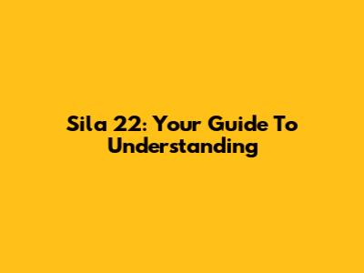 Sila 22: Your Guide To Understanding