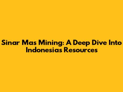 Sinar Mas Mining: A Deep Dive Into Indonesia's Resources