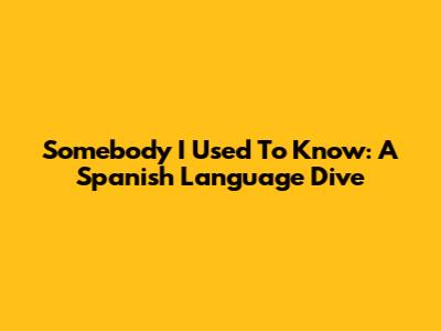 Somebody I Used To Know: A Spanish Language Dive