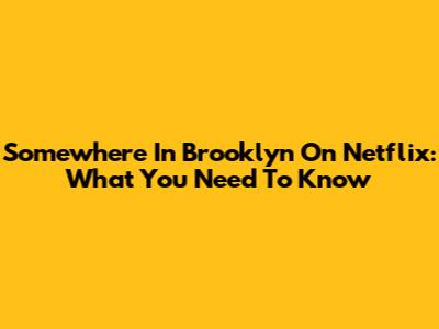 Somewhere In Brooklyn On Netflix: What You Need To Know