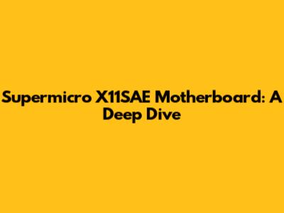 Supermicro X11SAE Motherboard: A Deep Dive