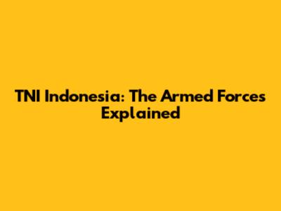 TNI Indonesia: The Armed Forces Explained