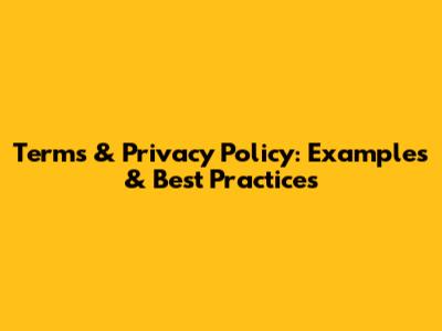 Terms & Privacy Policy: Examples & Best Practices