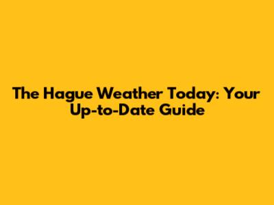 The Hague Weather Today: Your Up-to-Date Guide
