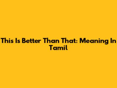 This Is Better Than That: Meaning In Tamil