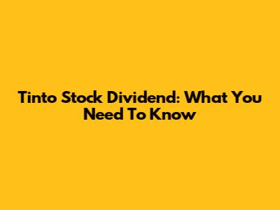 Tinto Stock Dividend: What You Need To Know
