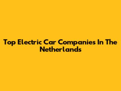 Top Electric Car Companies In The Netherlands