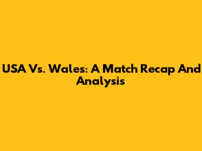 USA Vs. Wales: A Match Recap And Analysis