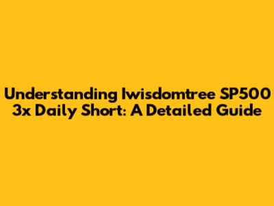 Understanding Iwisdomtree SP500 3x Daily Short: A Detailed Guide