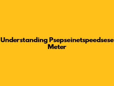Understanding Psepseinetspeedsese Meter