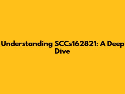 Understanding SCCs162821: A Deep Dive