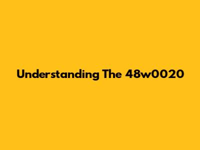 Understanding The 48w0020