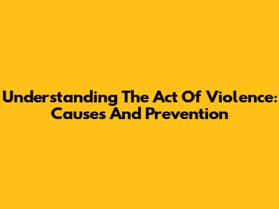 Understanding The Act Of Violence: Causes And Prevention