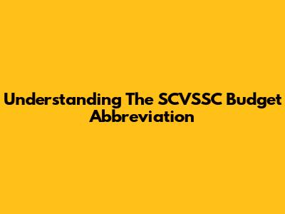Understanding The SCVSSC Budget Abbreviation