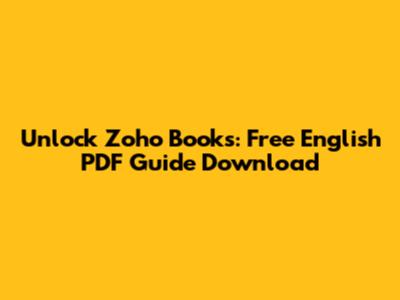 Unlock Zoho Books: Free English PDF Guide Download