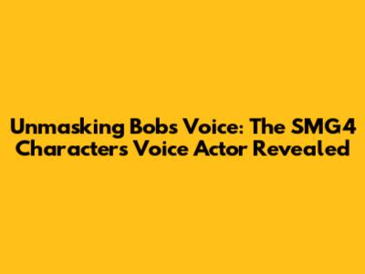 Unmasking Bob's Voice: The SMG4 Character's Voice Actor Revealed