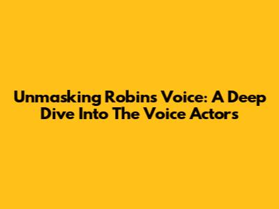 Unmasking Robin's Voice: A Deep Dive Into The Voice Actors