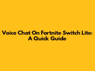 Voice Chat On Fortnite Switch Lite: A Quick Guide