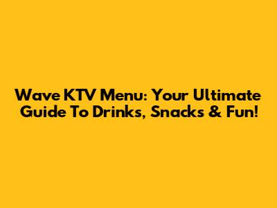 Wave KTV Menu: Your Ultimate Guide To Drinks, Snacks & Fun!