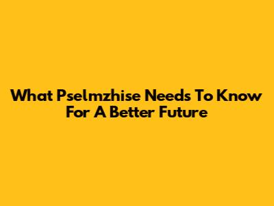 What Pselmzhise Needs To Know For A Better Future