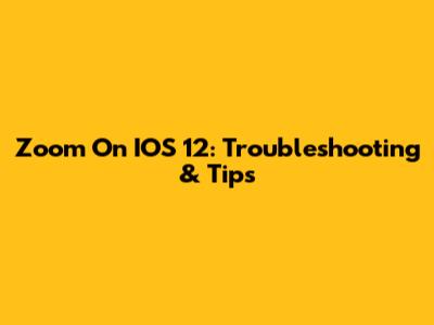 Zoom On IOS 12: Troubleshooting & Tips